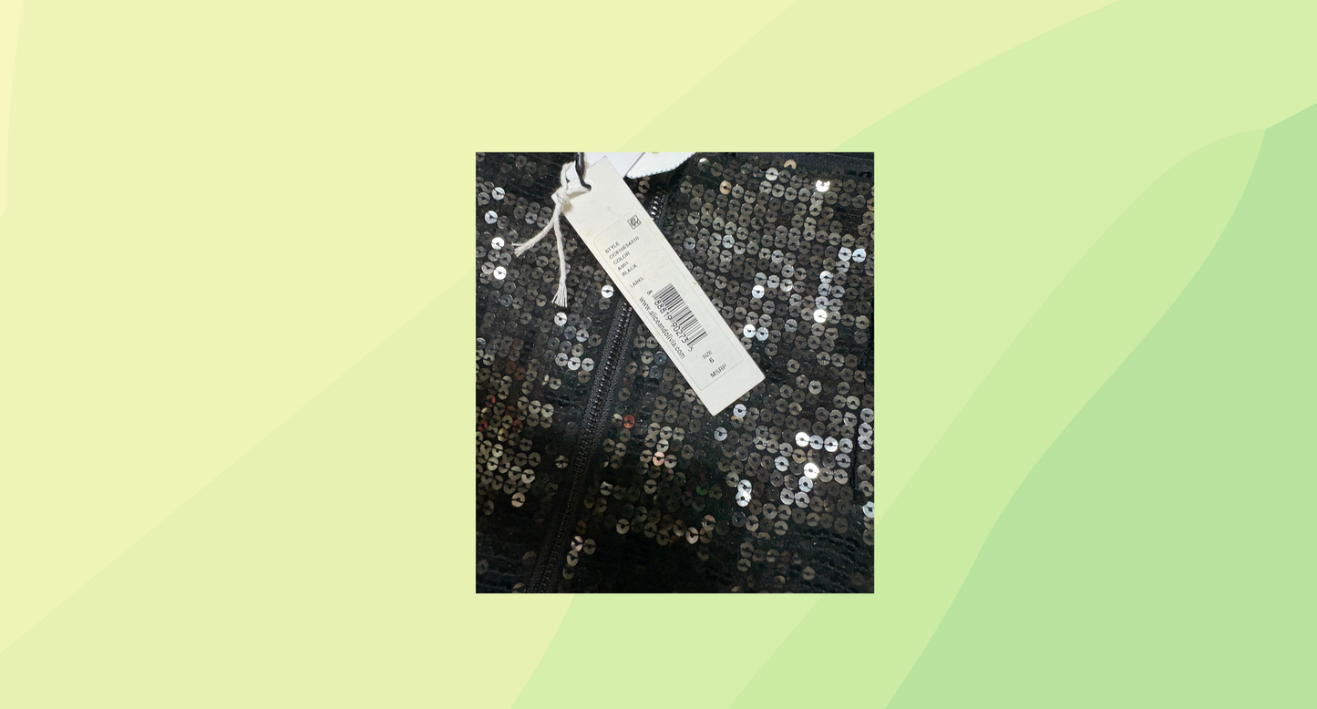 Alice+Olivia by Stacey Bendet Sequin Gathered Side Mini Skirt - Size 6 - Black