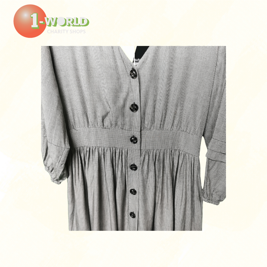Staple Mid/Long Dress button front - 12 Black Check
