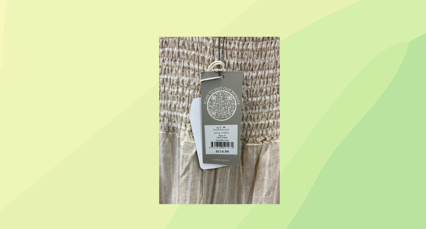 Katies Stripe Maxi Dress RRP $114.99 - Size 16 - Stone