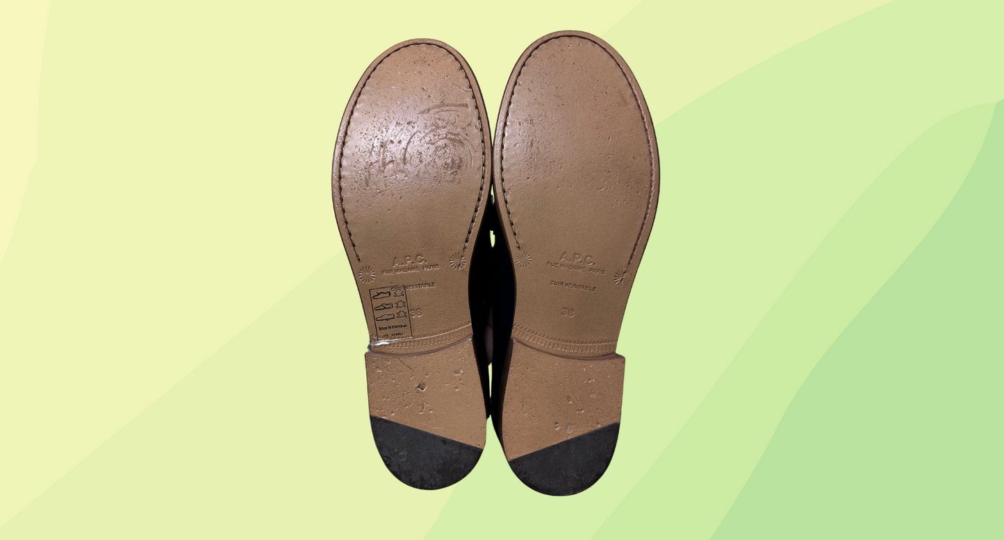 A.P.C Leather Loafer - Diana - Gold Accent - Size 38 - Navy