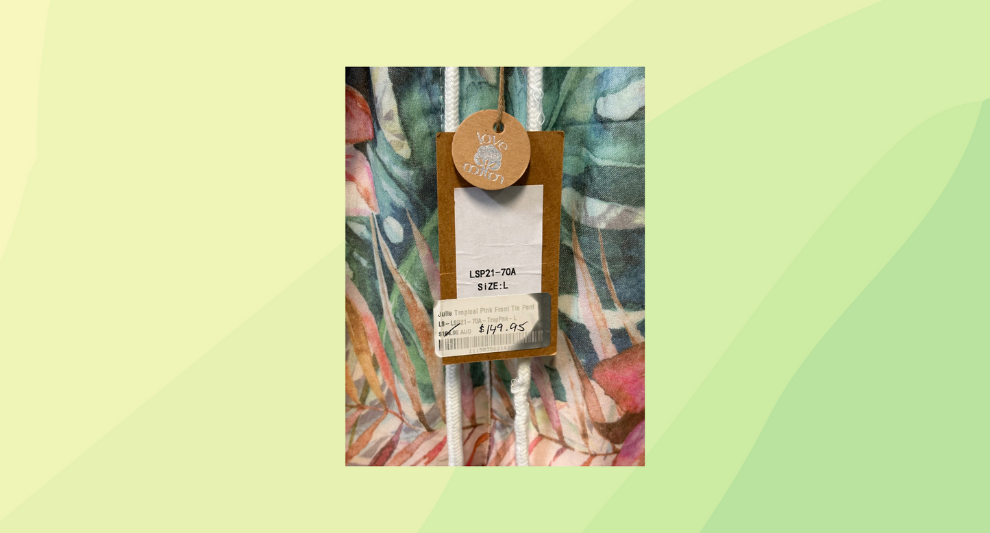 La Strada Julie Tropical Front Tie Pants RRP $149.95 - L - Tropical