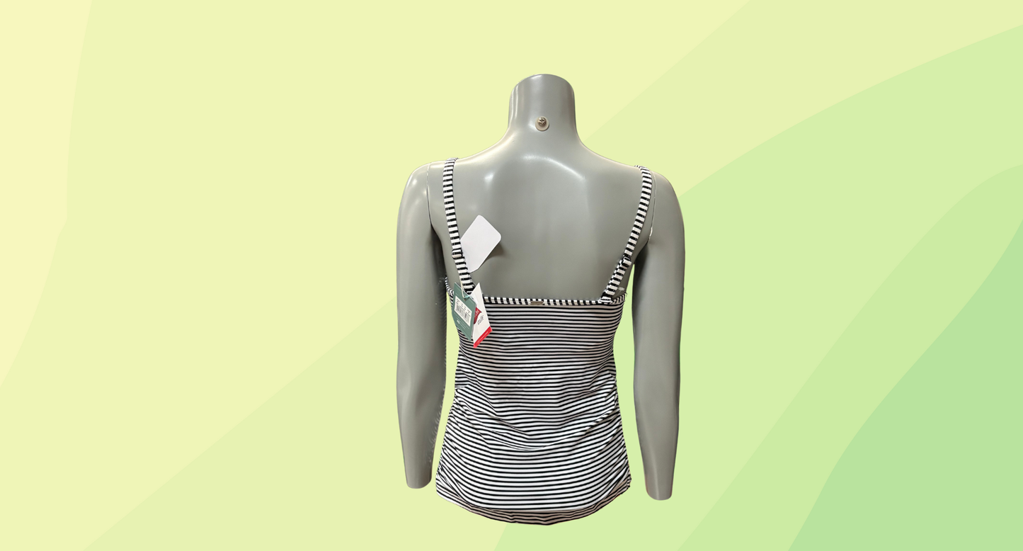 Panache Swim Anya Stripe Tankini Top - 10E - Black/White