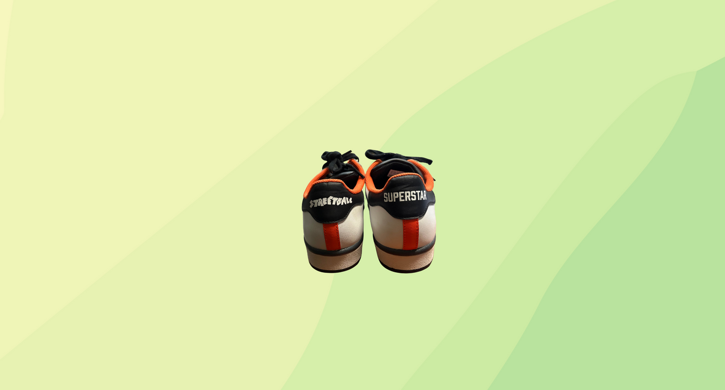 Adidas Mens Superstar Sneakers - Streetball - White/Black/Orange