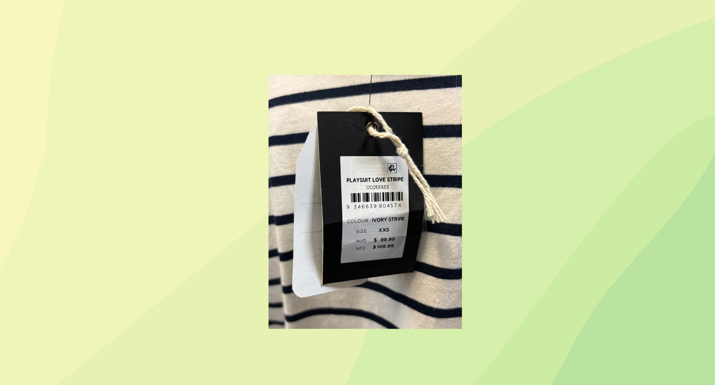 City Chic Playsuit RRP $99.95 - XXS - Ivory Stripe