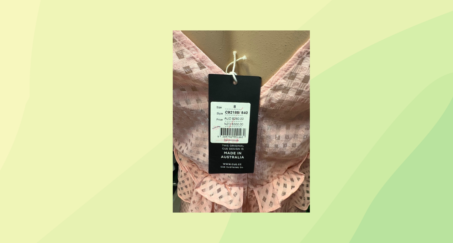 Cue Checked Dress RRP $260 - Size 8 - Pink