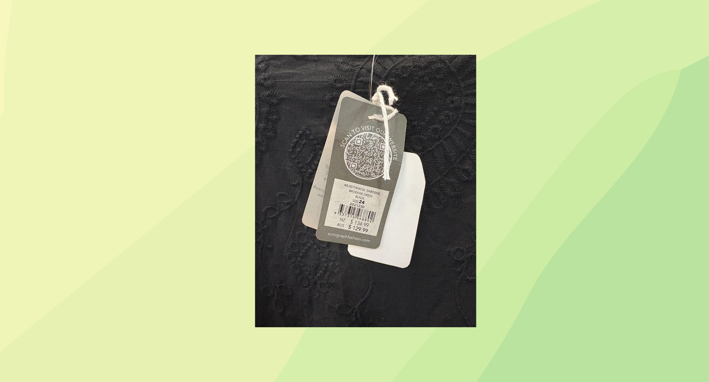 Autograph AG Botanical Gardens Broderie Dress RRP $129.99 - Size 24 - Black