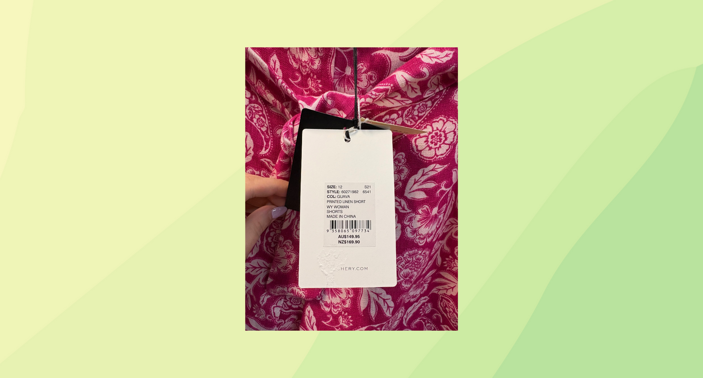 Witchery Printed Linen Shorts RRP $149.95 - Size 12 - Guava