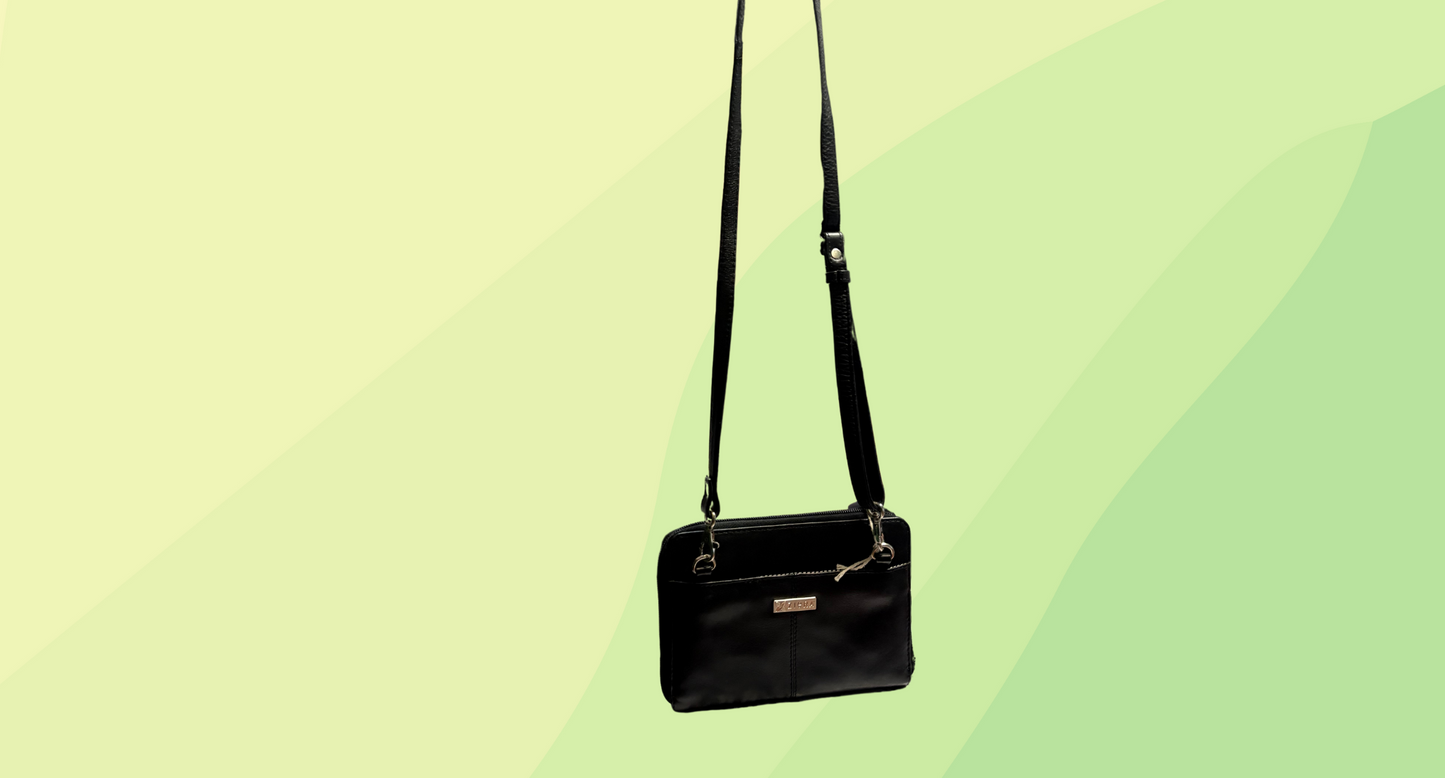 Ziera Leather Crossbody Bag - Black