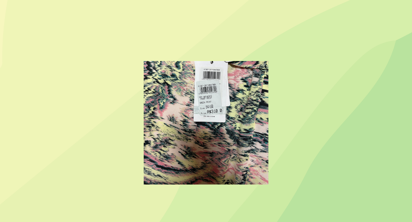 Reiss Amy Gathered Front Print Skirt RRP $310 - Size 4 - Green Print