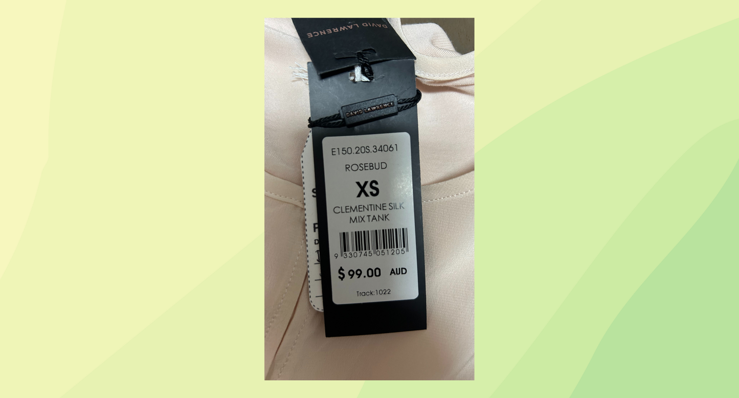 David Lawrence Clementine Silk Mix Tank RRP $99 - XS - Rosebud