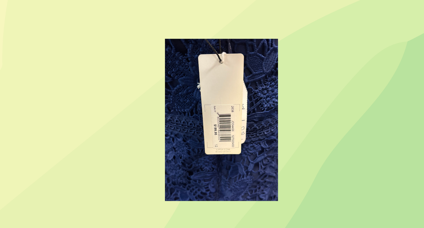 Lipsy London Lace Dress - Mesh Bottom RRP $199.95 - Size 12 - Navy