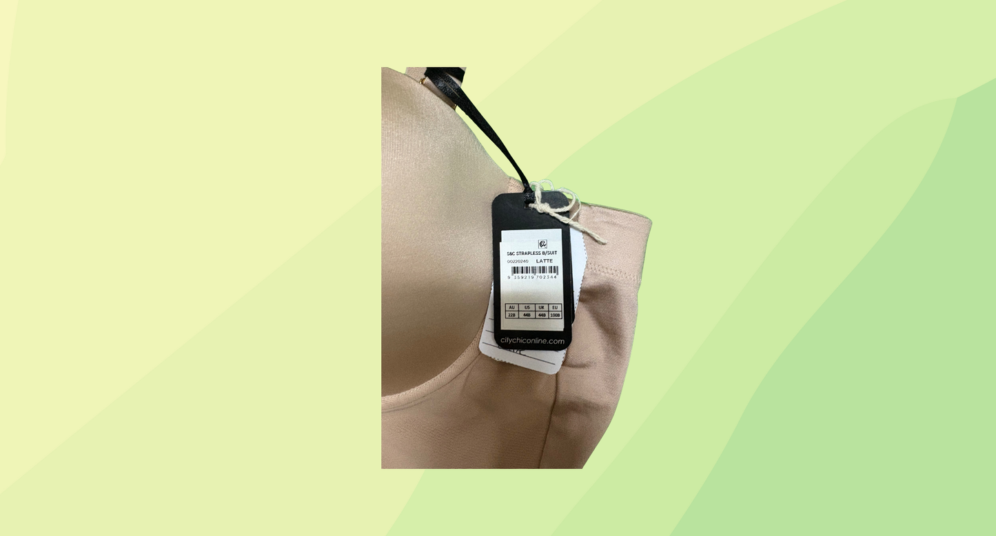 City Chic Boudoir Smooth & Chic Strapless Bodysuit - Size 22B - Latte