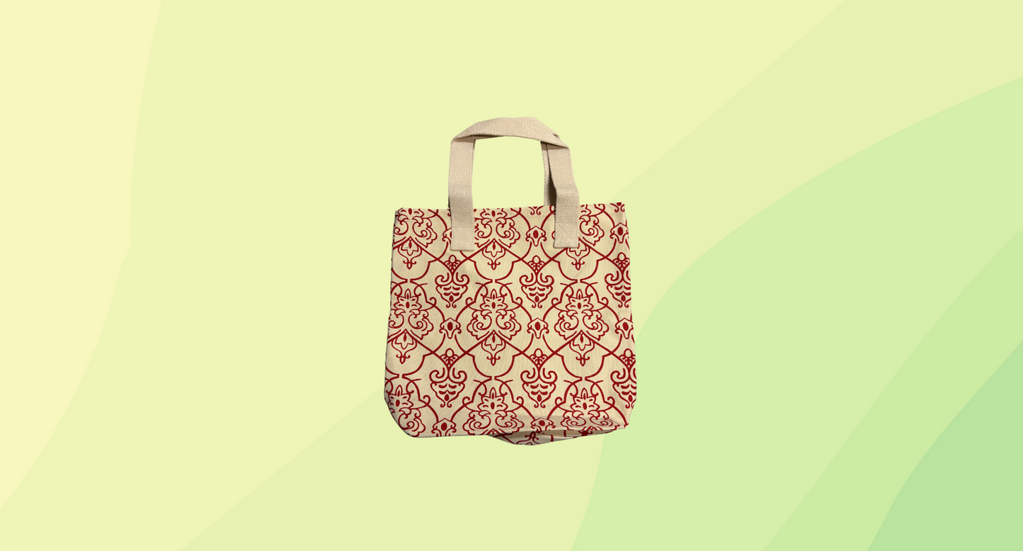 U4B Patterned Woven Tote Bag - Red/Cream