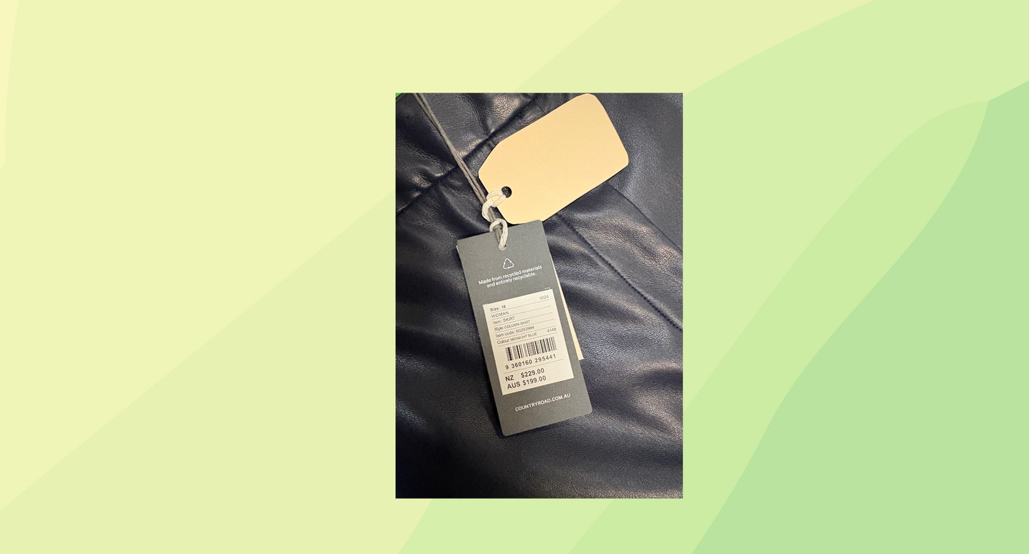 Country Road Faux Leather Column Skirt RRP $199 - Size 16 - Midnight Blue