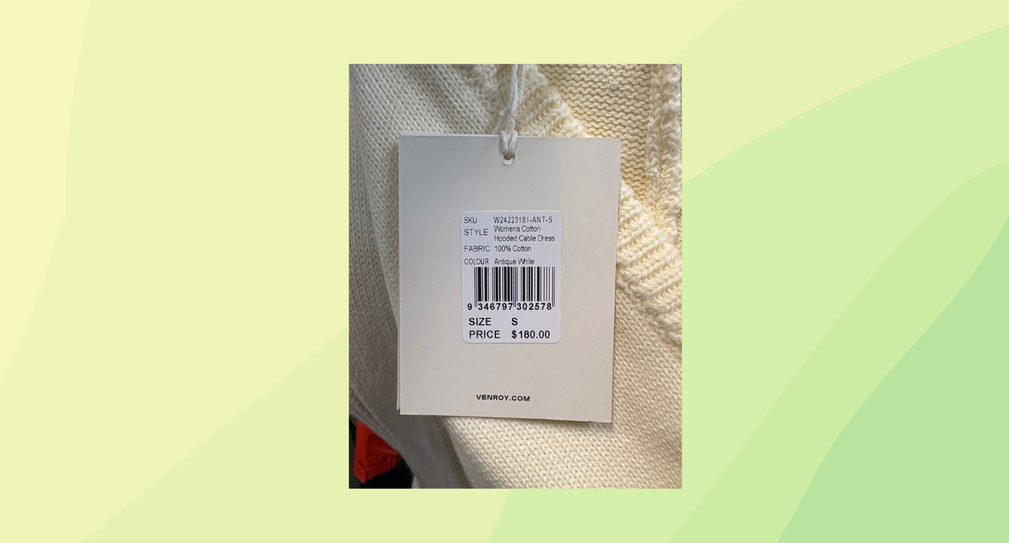 Venroy Cotton Hooded Cable Dress RRP $180 - S - Antique White