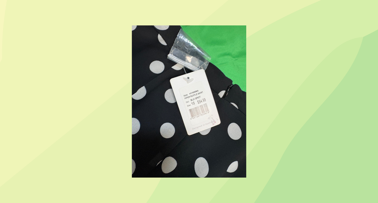 Bardot Junior Piper Ruffle Skirt RRP $54.99 - Kids 12 - Black/White Spot