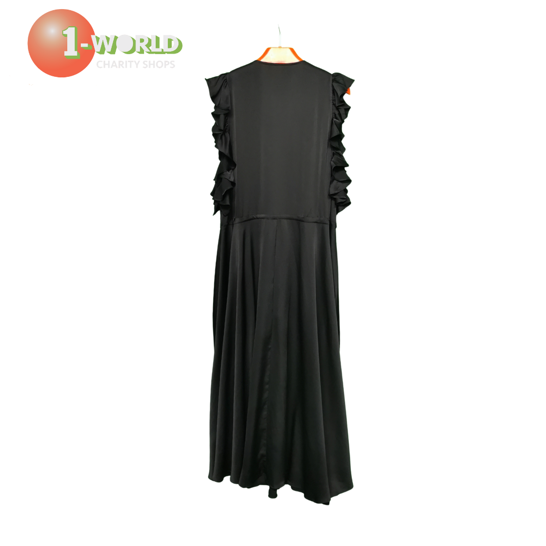 Shona Joy Frilly Dress - Size 12 Black