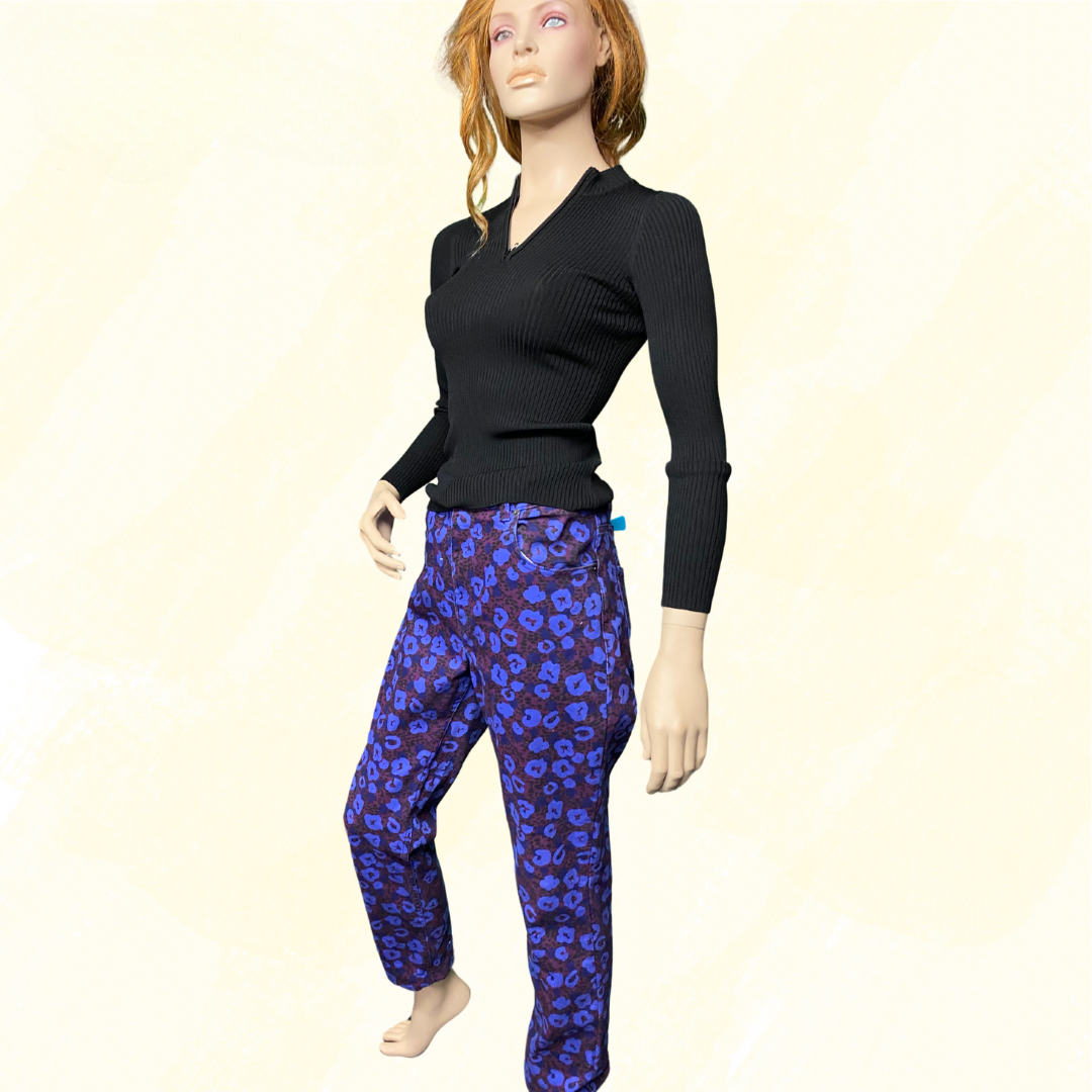Gorman Leopard Berry Jean RRP $199 - Blue/Purple - 14