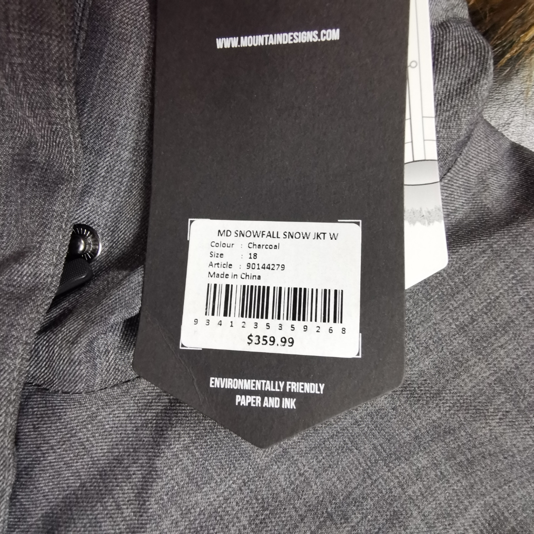 Mountain Designs Snow Jacket - Size 18 - Charcoal