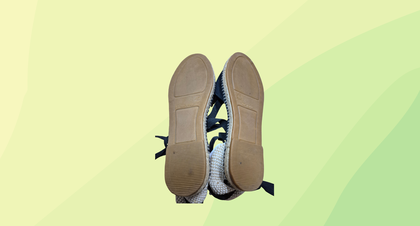 Country Road Porto Espadrille Flats - Size 40 - Black