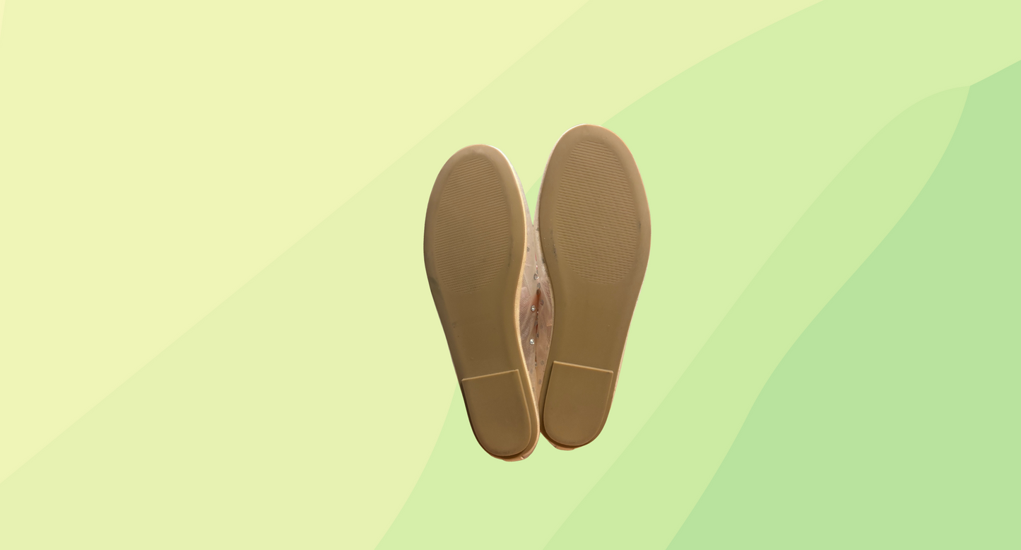 Decjuba Round Toe Diamonte Ballet Flat - Size 40 - Tan