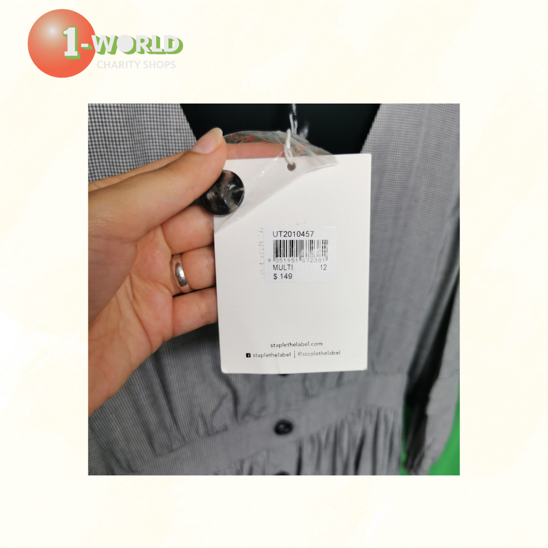 Staple Mid/Long Dress button front - 12 Black Check