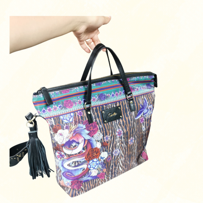 Camilla Jupiter Printed Tote Leather Trim
