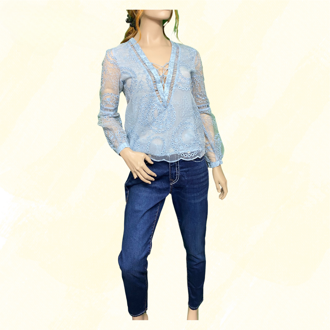 We are Kindred Lace Top - Pale Blue 8
