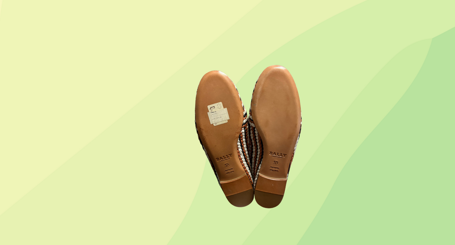 Bally Flats RRP $595 w/Size 37 inserts - Size 37.5 - Brown/Cream/Black