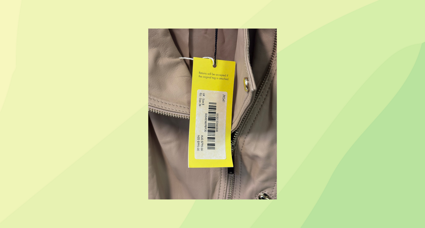 Karen Millen Leather Jacket - Size 8 - Tan RRP $795