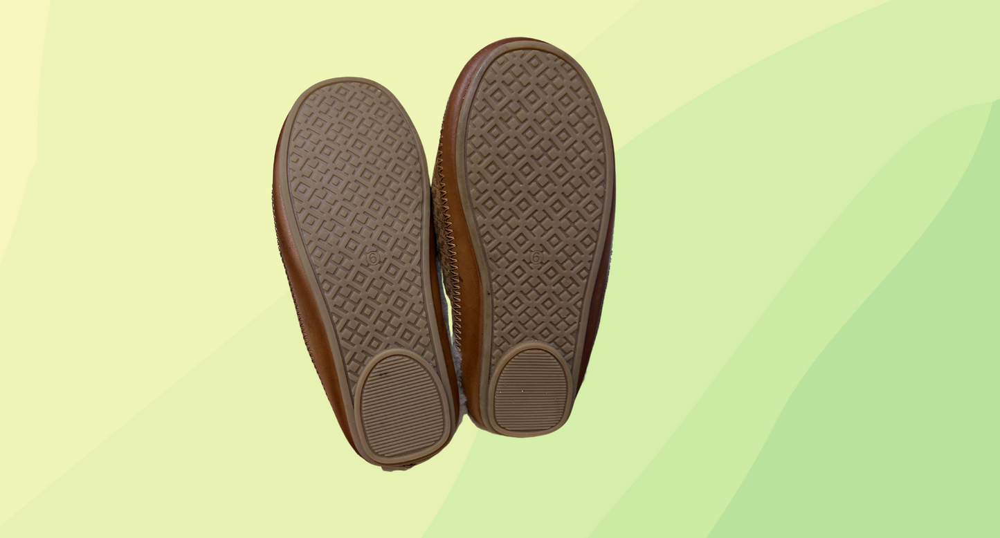 Tory Burch Shearling Mule Slipper - Coley Suede - Size 6 - Camel Brown