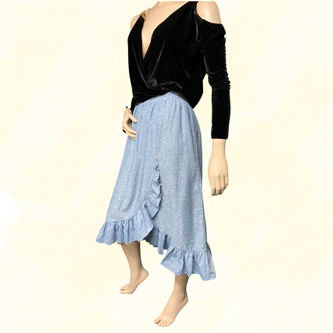Bec & Bridge Velvet Top, long sleeve, thin straps at shoulder - Black - 10