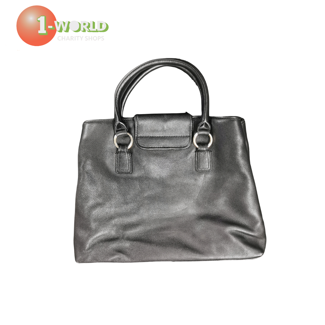 Oroton Black Leather Shoulder Bag