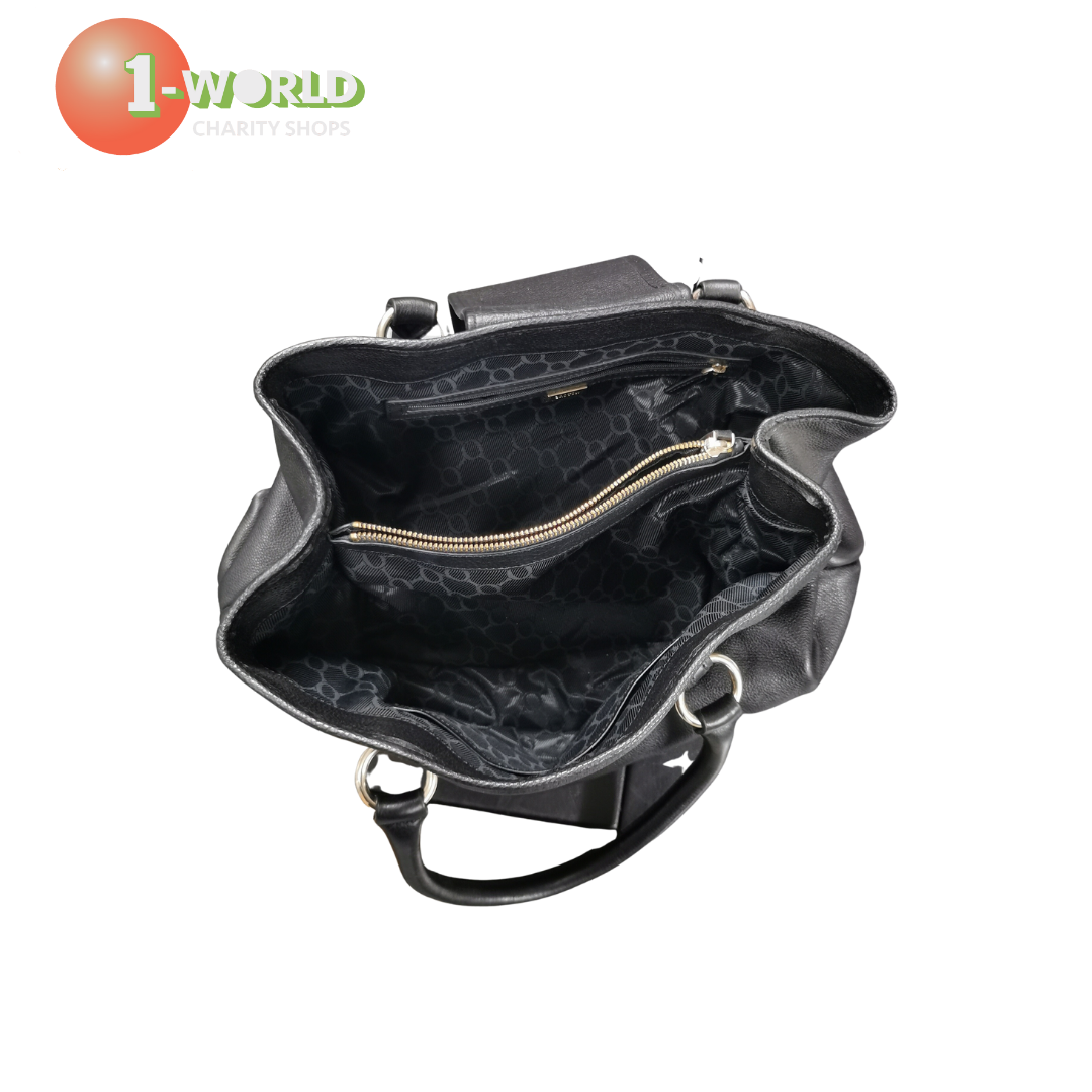 Oroton Black Leather Shoulder Bag