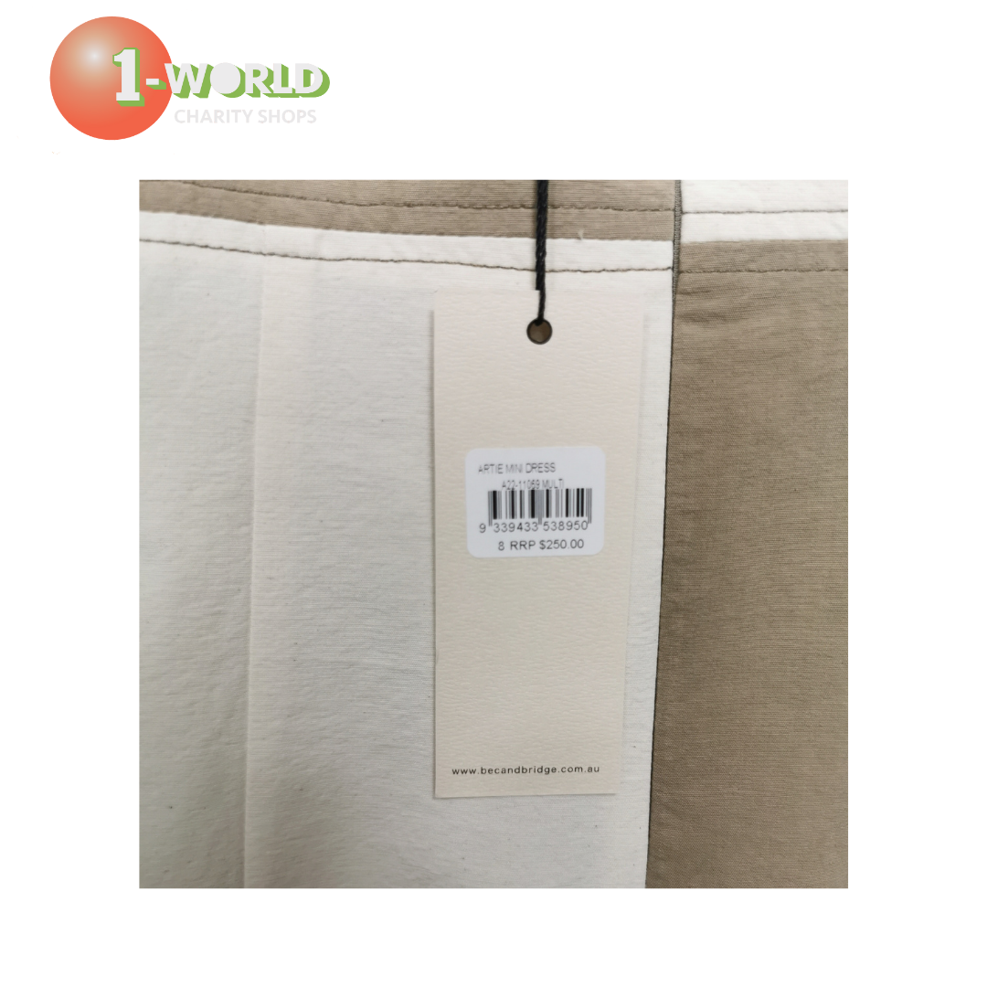 Bec & Bridge Artie Mini Dress - Size 8 Beige/Cream