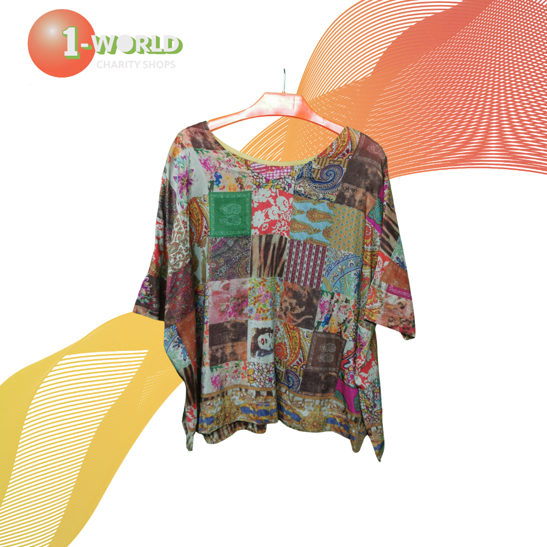 Andiamo Top Cotton - Silk Patch Print - Size 10