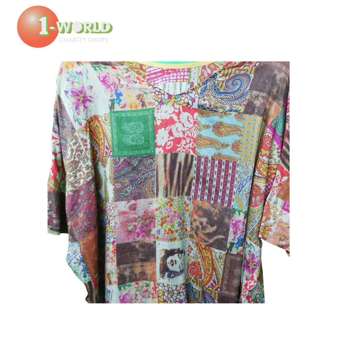 Andiamo Top Cotton - Silk Patch Print - Size 10