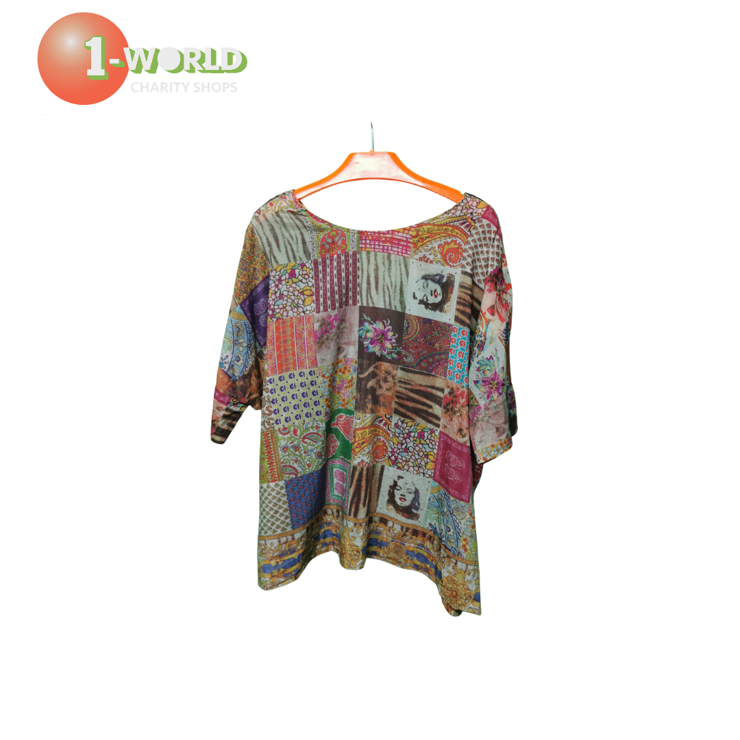Andiamo Top Cotton - Silk Patch Print - Size 10