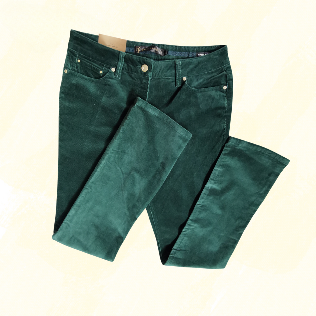 David Lawrence Straight Leg Cord Jeans - Size 9 - Green