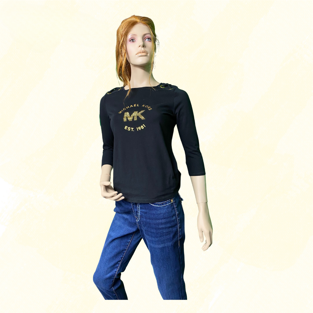 Michael Kors Top - Black/Gold Small
