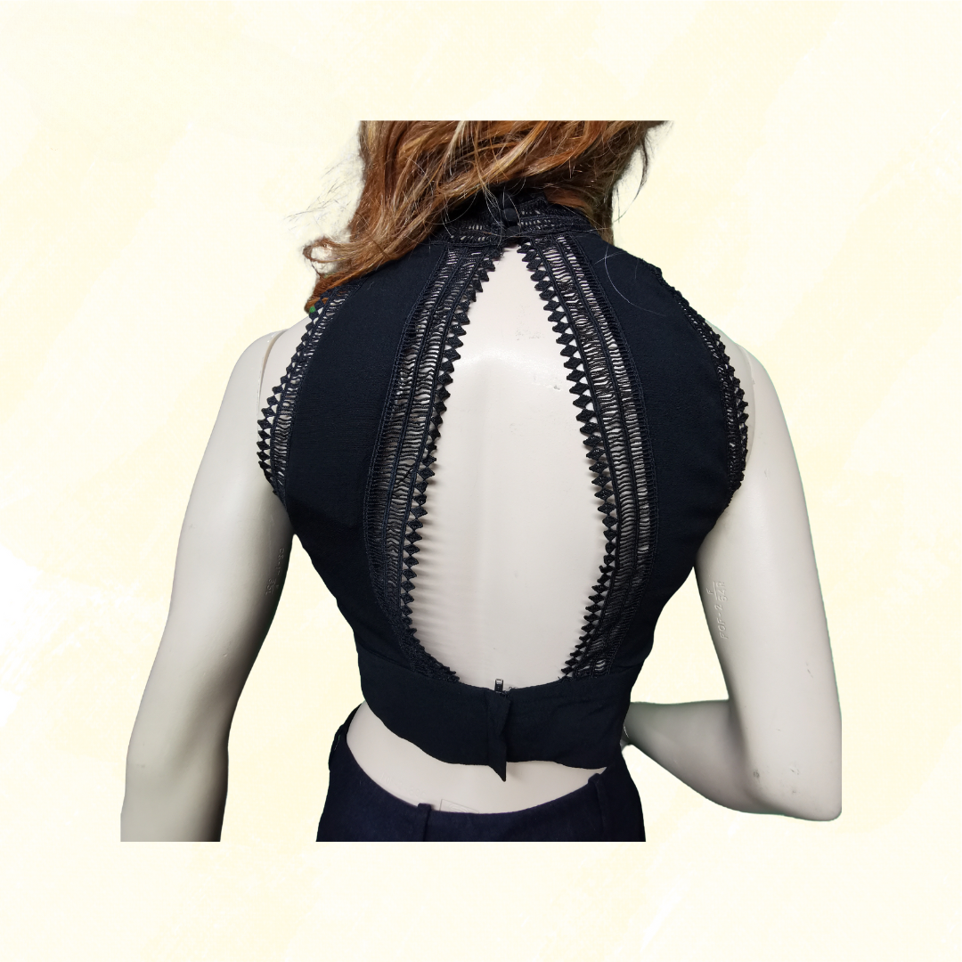 Bardot Penny Lace Trim Top - Size 10 - Black