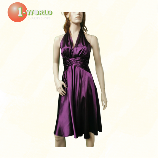 Halter mid length Evening Dress  - AU 8 Purple