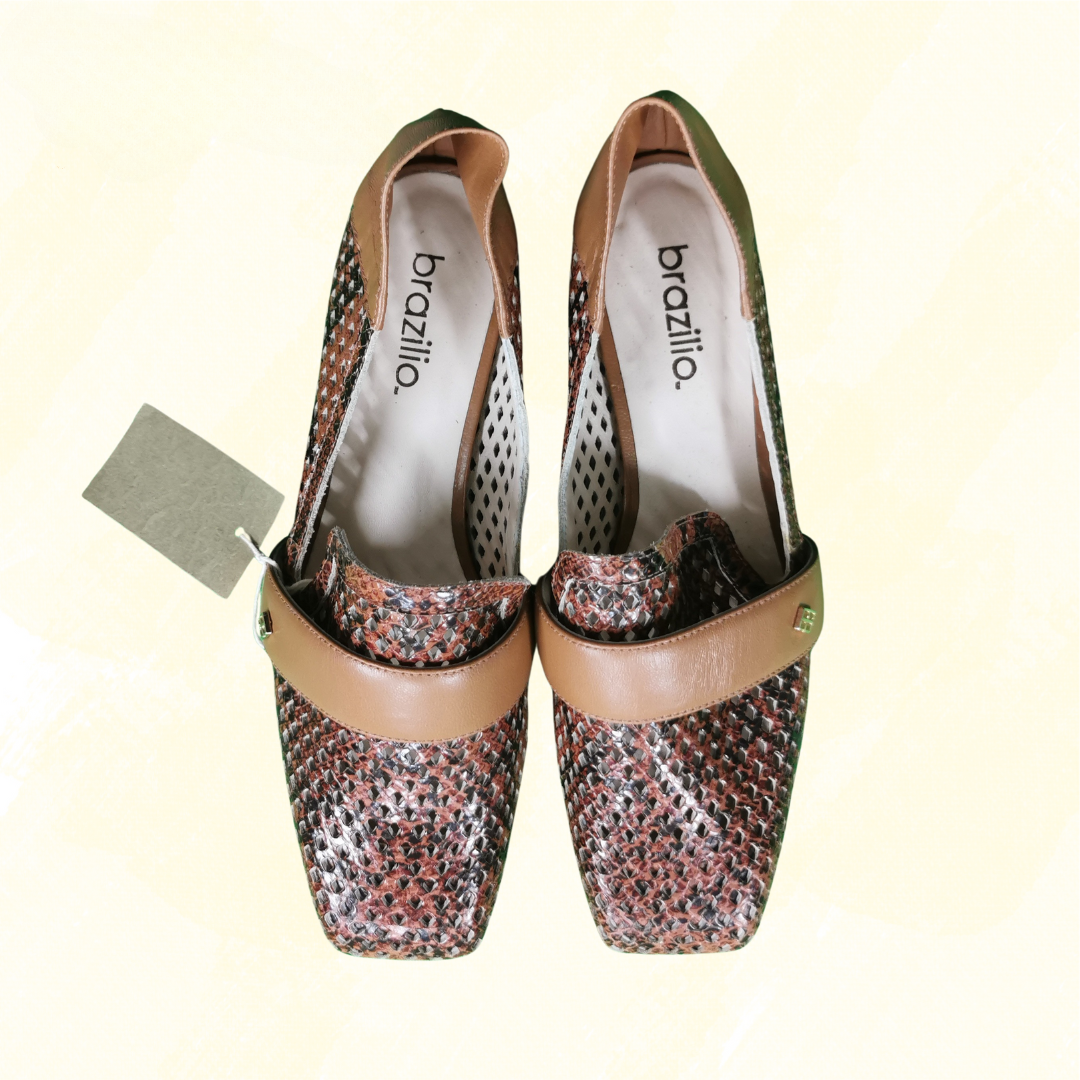 Brazilio Flats Mesh snake skin & Tan - 38 - Brown