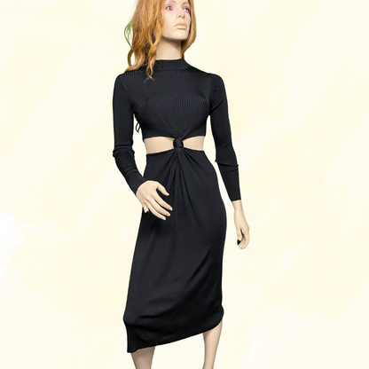 black knitted dress zara SHORT RIBBED KNIT DRESS - Black