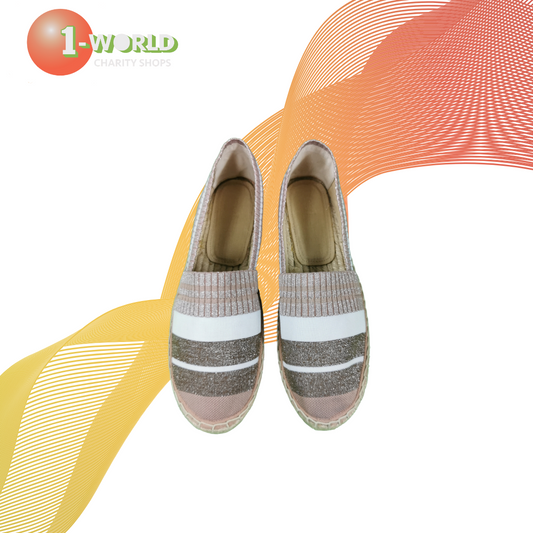 Seed Sasha Stripe Espadrille - 40 Beige/Bronze