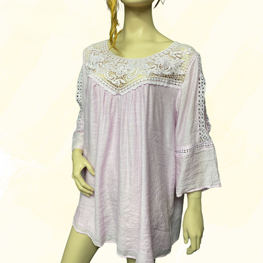 Autograph Lace Yoke Top RRP $84.99 - Pink - 22