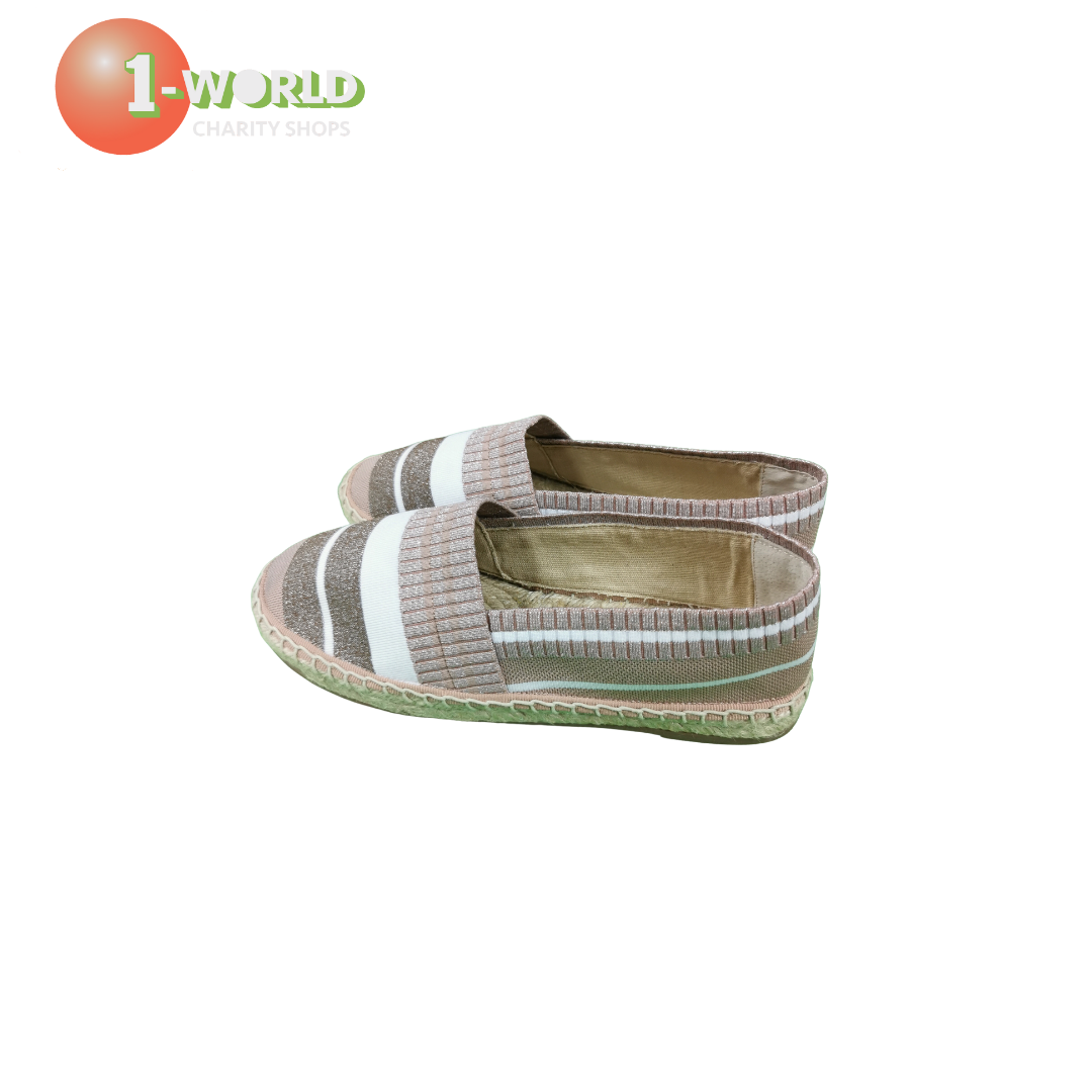 Seed Sasha Stripe Espadrille - 40 Beige/Bronze