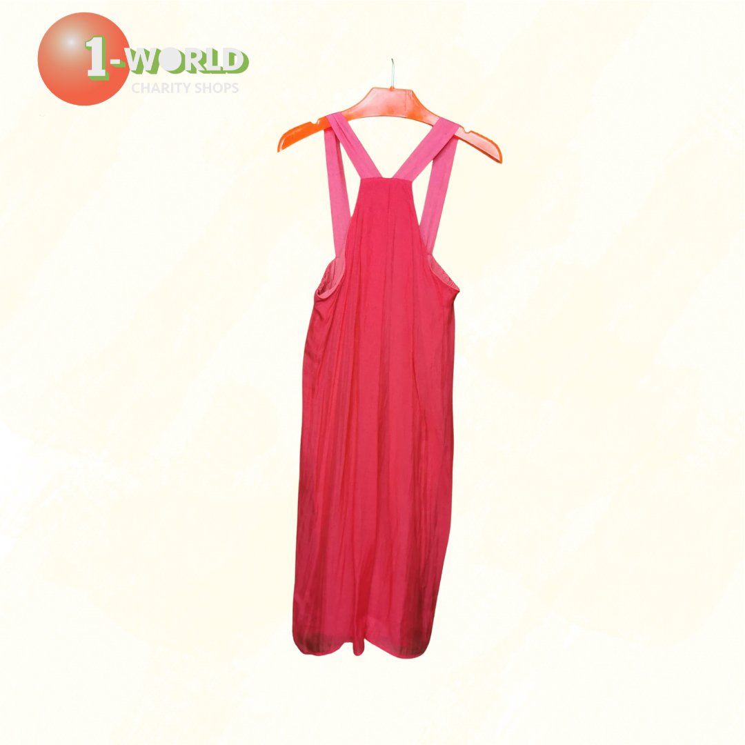 Satch Halter strap short silk dress - 8 Pink