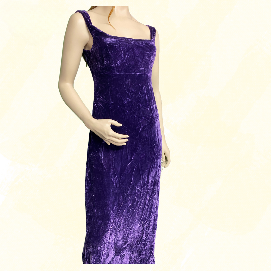 Lisa Ho Deep Purple Velvet Maxi Party Gown - Purple - 10