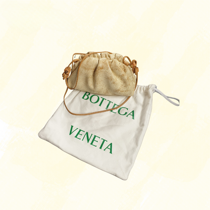Bottega Veneta Mini Pouch Zabaione Crackled Leather Bag - Beige